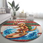 Aussie Wallaby Santa Surf Christmas Round Carpet Festive Knitted Pattern Inspired