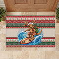 Aussie Wallaby Santa Surf Christmas Rubber Doormat Festive Knitted Pattern Inspired