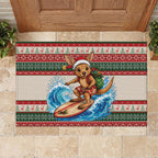 Aussie Wallaby Santa Surf Christmas Rubber Doormat Festive Knitted Pattern Inspired