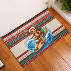 Aussie Wallaby Santa Surf Christmas Rubber Doormat Festive Knitted Pattern Inspired