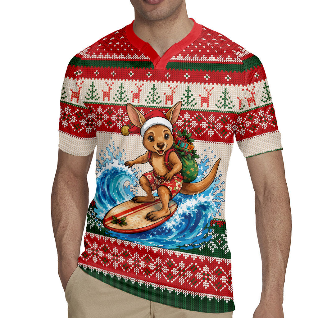Aussie Wallaby Santa Surf Christmas Rugby Jersey Festive Knitted Pattern Inspired
