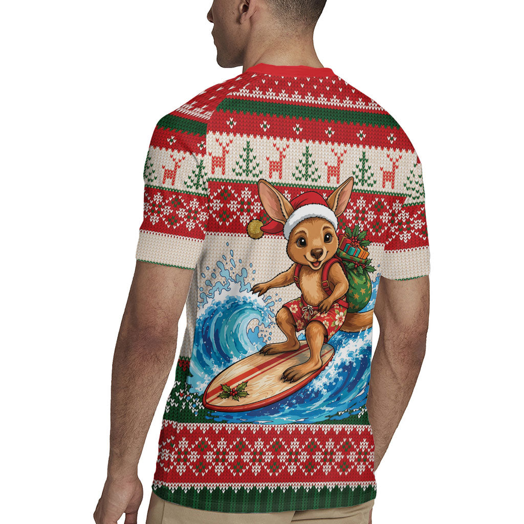 Aussie Wallaby Santa Surf Christmas Rugby Jersey Festive Knitted Pattern Inspired