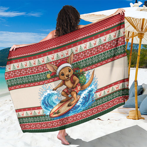 Aussie Wallaby Santa Surf Christmas Sarong Festive Knitted Pattern Inspired