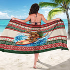 Aussie Wallaby Santa Surf Christmas Sarong Festive Knitted Pattern Inspired