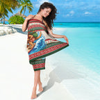 Aussie Wallaby Santa Surf Christmas Sarong Festive Knitted Pattern Inspired
