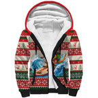 Aussie Wallaby Santa Surf Christmas Sherpa Hoodie Festive Knitted Pattern Inspired