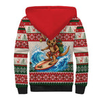 Aussie Wallaby Santa Surf Christmas Sherpa Hoodie Festive Knitted Pattern Inspired