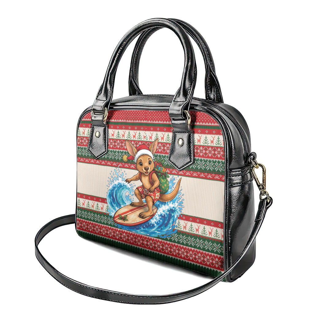 Aussie Wallaby Santa Surf Christmas Shoulder Handbag Festive Knitted Pattern Inspired