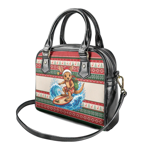 Aussie Wallaby Santa Surf Christmas Shoulder Handbag Festive Knitted Pattern Inspired