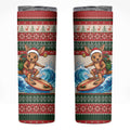 Aussie Wallaby Santa Surf Christmas Skinny Tumbler Festive Knitted Pattern Inspired
