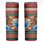 Aussie Wallaby Santa Surf Christmas Skinny Tumbler Festive Knitted Pattern Inspired