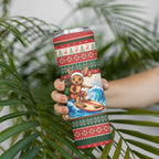 Aussie Wallaby Santa Surf Christmas Skinny Tumbler Festive Knitted Pattern Inspired