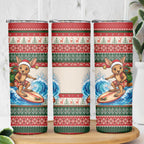 Aussie Wallaby Santa Surf Christmas Skinny Tumbler Festive Knitted Pattern Inspired