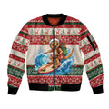Aussie Wallaby Santa Surf Christmas Sleeve Zip Bomber Jacket Festive Knitted Pattern Inspired