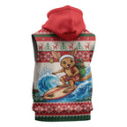 Aussie Wallaby Santa Surf Christmas Sleeveless Zip Hoodie Festive Knitted Pattern Inspired