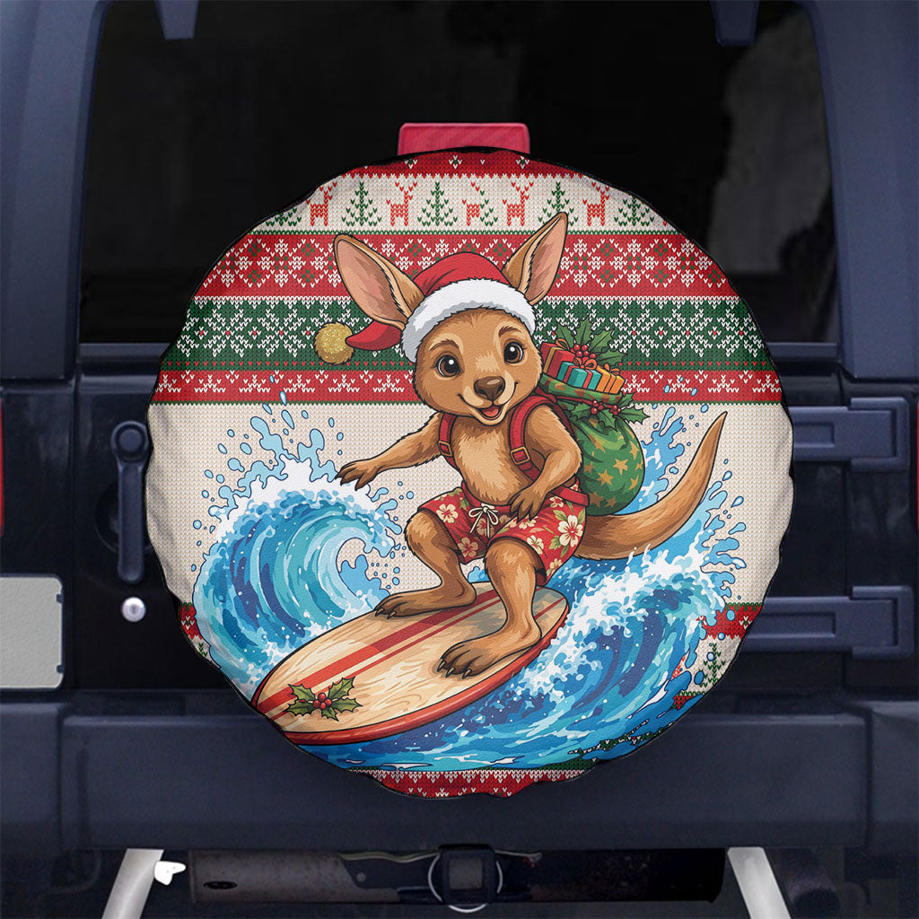 Aussie Wallaby Santa Surf Christmas Spare Tire Cover Festive Knitted Pattern Inspired