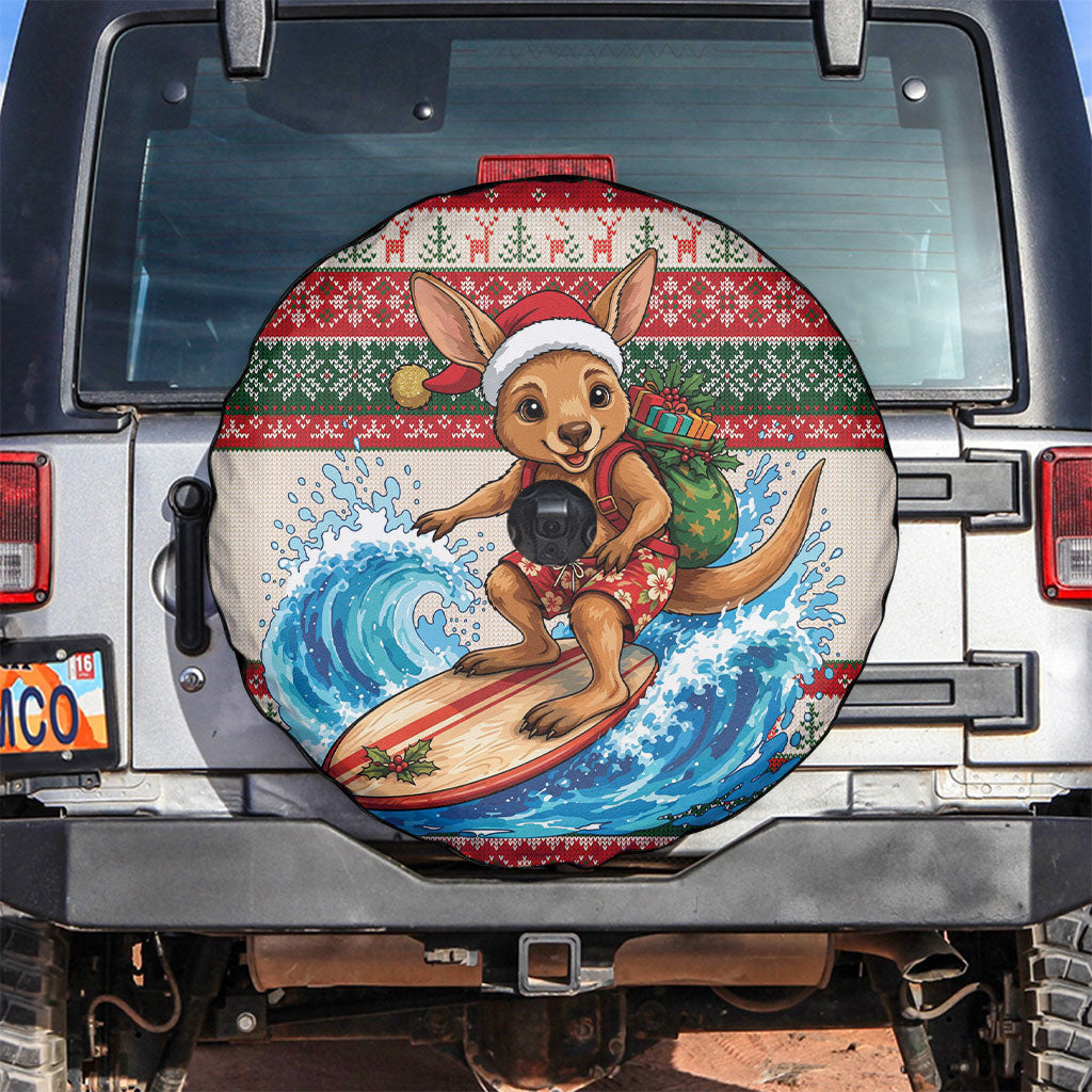 Aussie Wallaby Santa Surf Christmas Spare Tire Cover Festive Knitted Pattern Inspired
