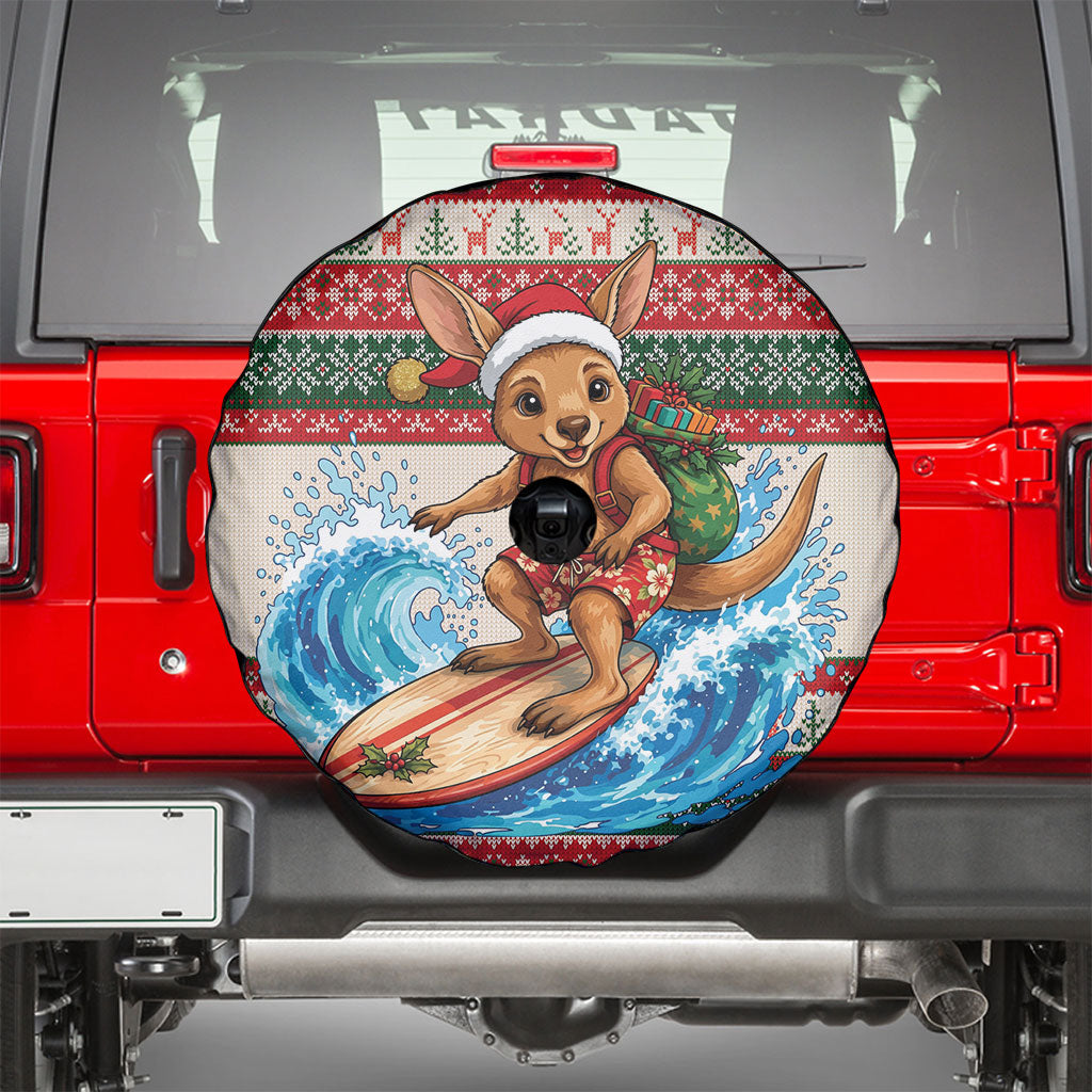 Aussie Wallaby Santa Surf Christmas Spare Tire Cover Festive Knitted Pattern Inspired