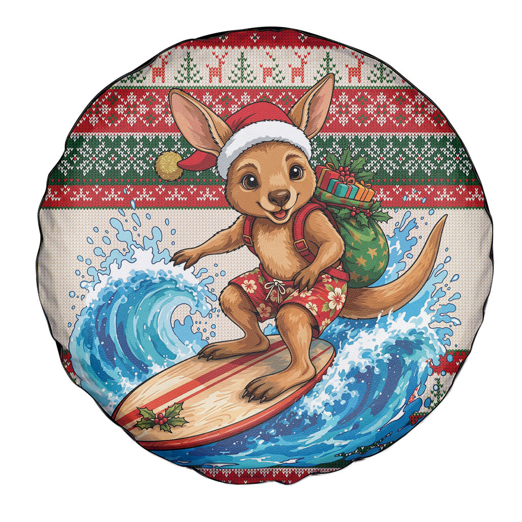 Aussie Wallaby Santa Surf Christmas Spare Tire Cover Festive Knitted Pattern Inspired