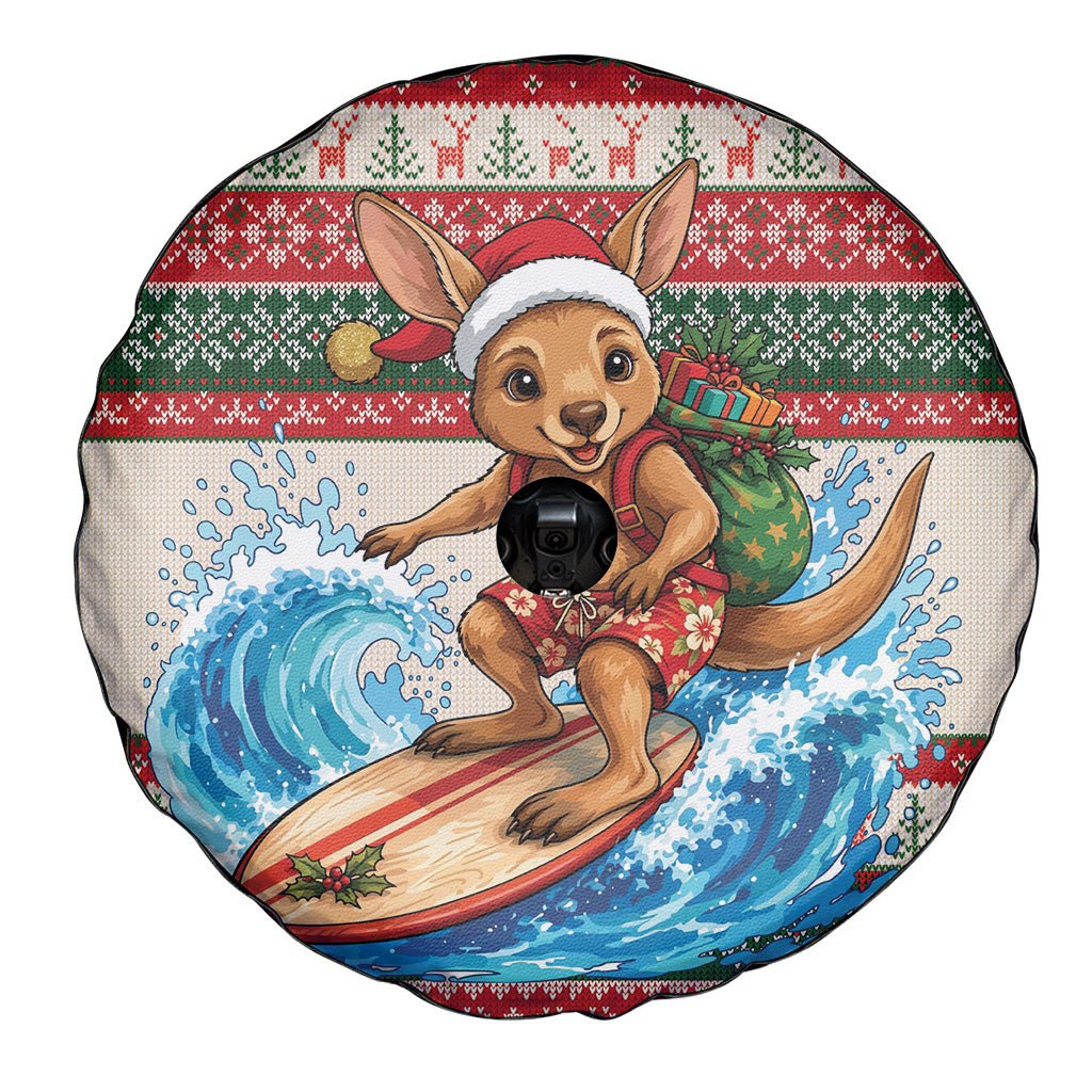 Aussie Wallaby Santa Surf Christmas Spare Tire Cover Festive Knitted Pattern Inspired