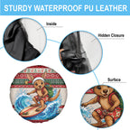Aussie Wallaby Santa Surf Christmas Spare Tire Cover Festive Knitted Pattern Inspired