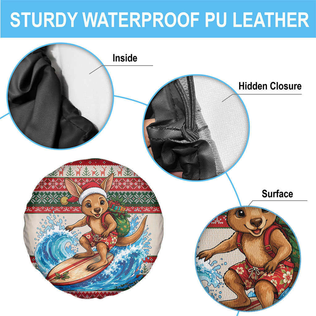 Aussie Wallaby Santa Surf Christmas Spare Tire Cover Festive Knitted Pattern Inspired