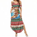 Aussie Wallaby Santa Surf Christmas Summer Maxi Dress Festive Knitted Pattern Inspired