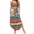 Aussie Wallaby Santa Surf Christmas Summer Maxi Dress Festive Knitted Pattern Inspired