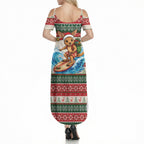 Aussie Wallaby Santa Surf Christmas Summer Maxi Dress Festive Knitted Pattern Inspired