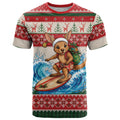 Aussie Wallaby Santa Surf Christmas T Shirt Festive Knitted Pattern Inspired