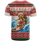Aussie Wallaby Santa Surf Christmas T Shirt Festive Knitted Pattern Inspired