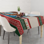 Aussie Wallaby Santa Surf Christmas Tablecloth Festive Knitted Pattern Inspired