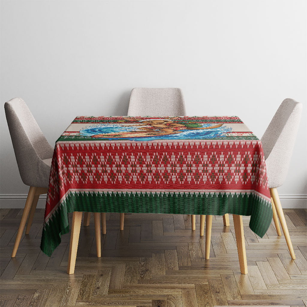 Aussie Wallaby Santa Surf Christmas Tablecloth Festive Knitted Pattern Inspired