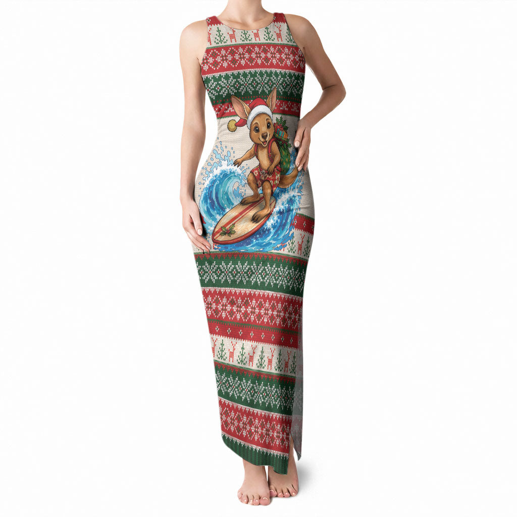 Aussie Wallaby Santa Surf Christmas Tank Maxi Dress Festive Knitted Pattern Inspired