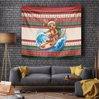 Aussie Wallaby Santa Surf Christmas Tapestry Festive Knitted Pattern Inspired