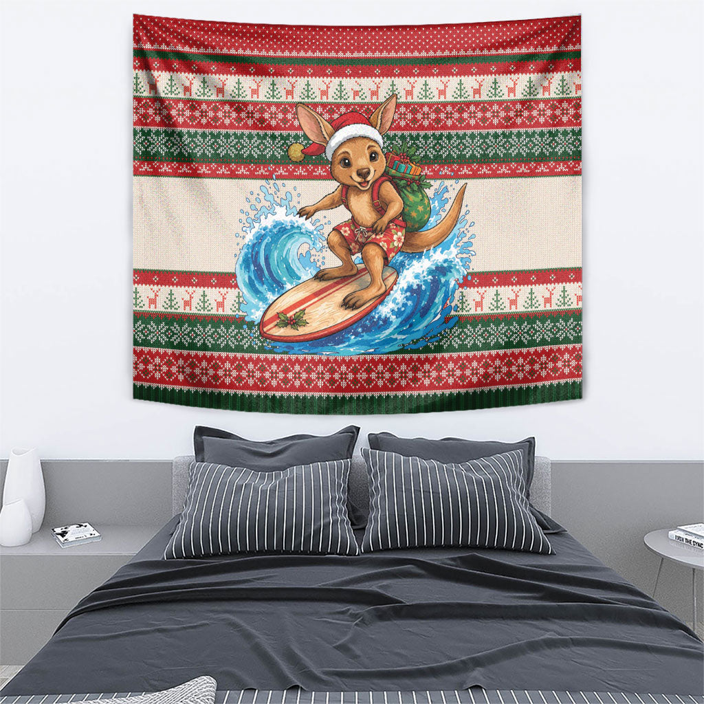 Aussie Wallaby Santa Surf Christmas Tapestry Festive Knitted Pattern Inspired