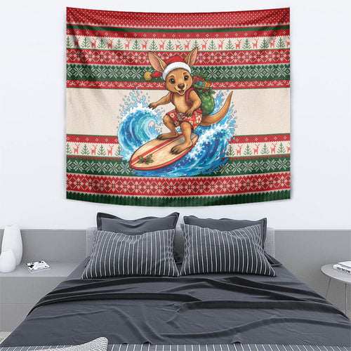Aussie Wallaby Santa Surf Christmas Tapestry Festive Knitted Pattern Inspired