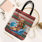 Aussie Wallaby Santa Surf Christmas Tote Bag Festive Knitted Pattern Inspired