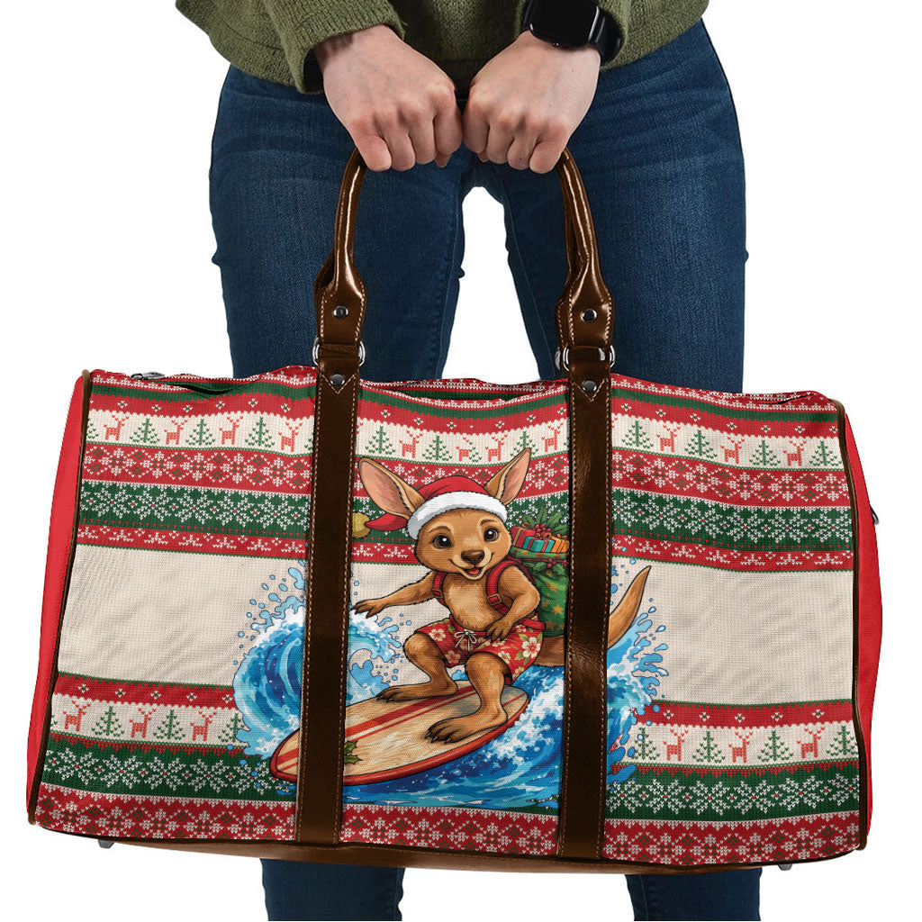 Aussie Wallaby Santa Surf Christmas Travel Bag Festive Knitted Pattern Inspired