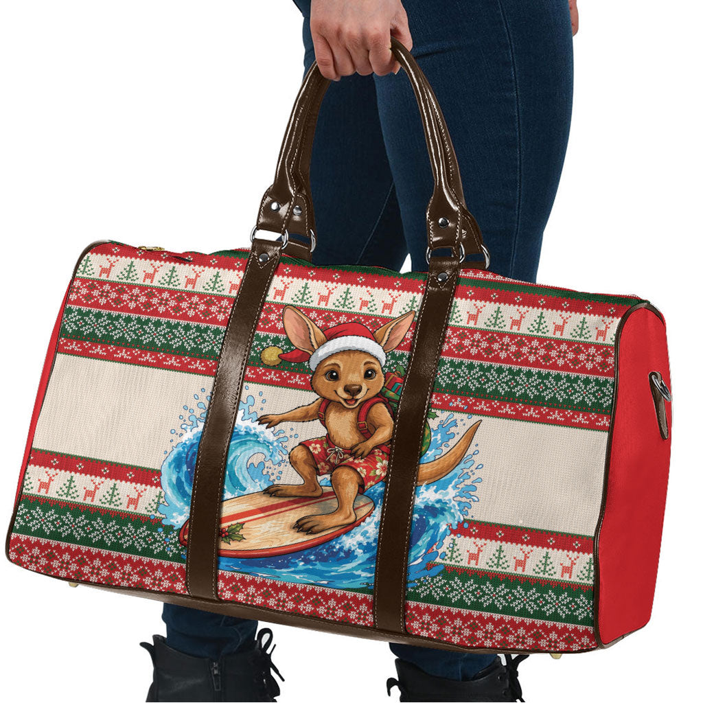 Aussie Wallaby Santa Surf Christmas Travel Bag Festive Knitted Pattern Inspired