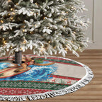 Aussie Wallaby Santa Surf Christmas Tree Skirt Festive Knitted Pattern Inspired