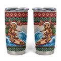 Aussie Wallaby Santa Surf Christmas Tumbler Cup Festive Knitted Pattern Inspired