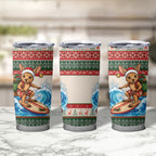 Aussie Wallaby Santa Surf Christmas Tumbler Cup Festive Knitted Pattern Inspired