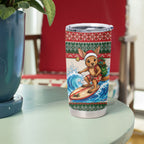 Aussie Wallaby Santa Surf Christmas Tumbler Cup Festive Knitted Pattern Inspired