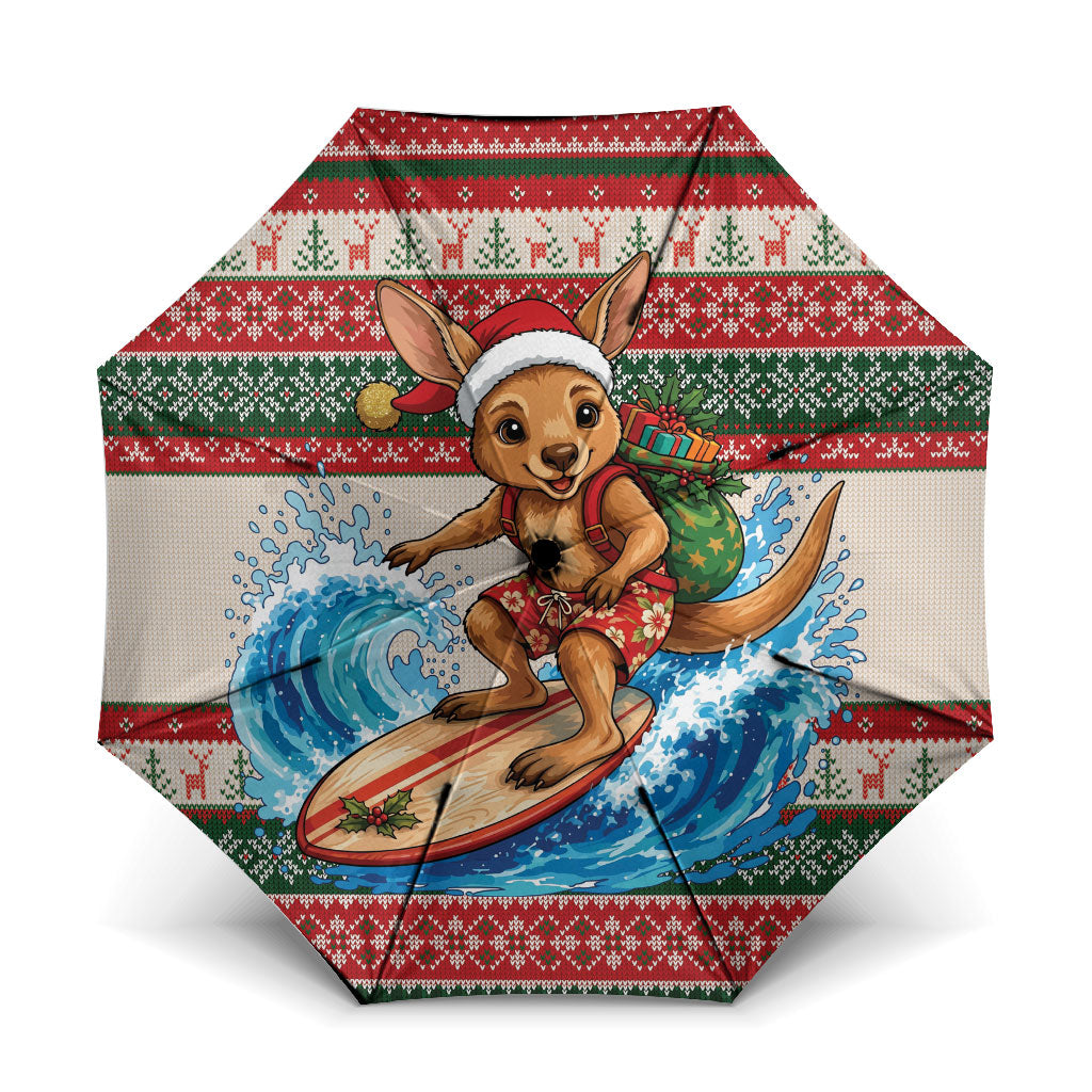 Aussie Wallaby Santa Surf Christmas Umbrella Festive Knitted Pattern Inspired