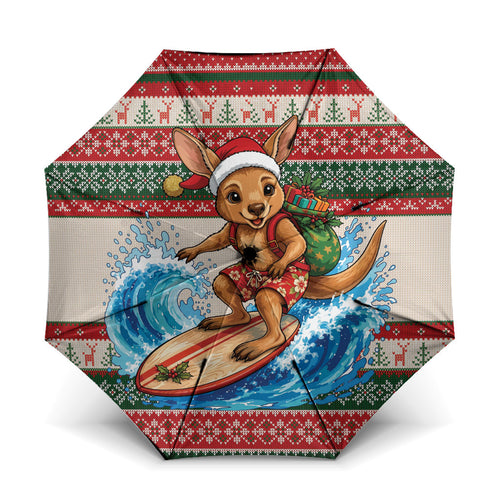 Aussie Wallaby Santa Surf Christmas Umbrella Festive Knitted Pattern Inspired