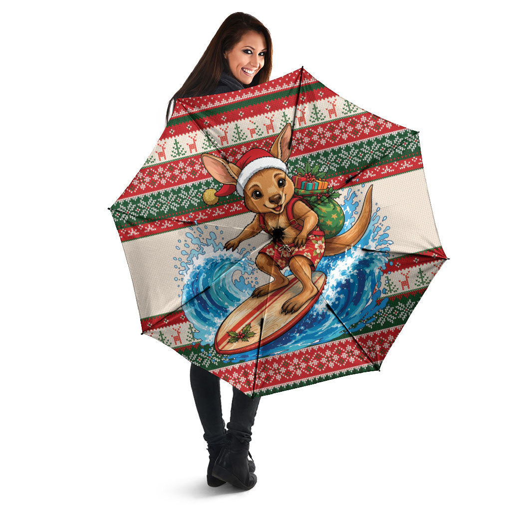 Aussie Wallaby Santa Surf Christmas Umbrella Festive Knitted Pattern Inspired