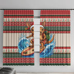 Aussie Wallaby Santa Surf Christmas Window Curtain Festive Knitted Pattern Inspired