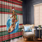 Aussie Wallaby Santa Surf Christmas Window Curtain Festive Knitted Pattern Inspired