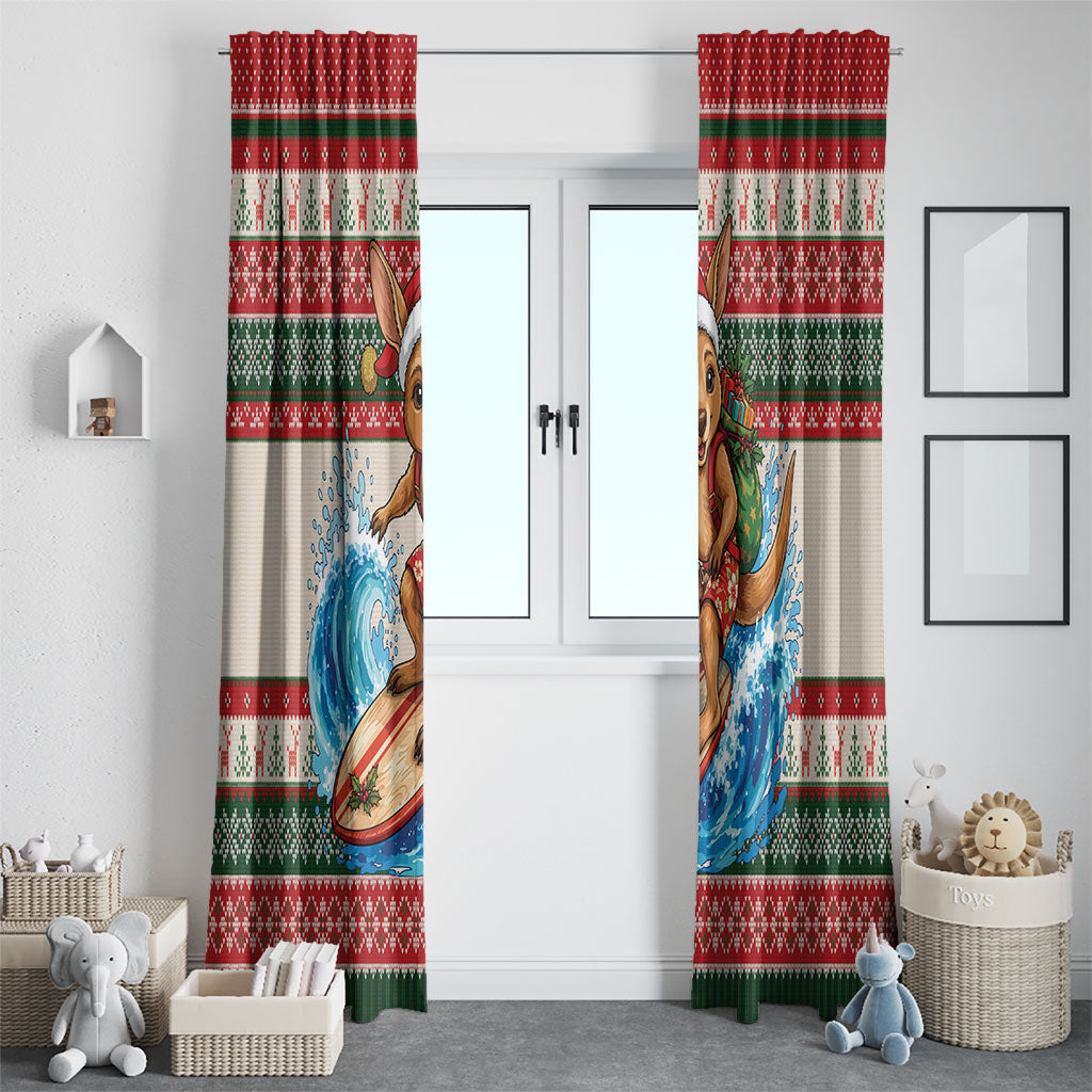 Aussie Wallaby Santa Surf Christmas Window Curtain Festive Knitted Pattern Inspired